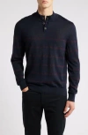 Robert Barakett East Arm Wool Henley Sweater In Navy