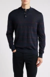 Robert Barakett East Arm Wool Henley Sweater In Navy