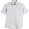Robert Barakett Blossom Print Short Sleeve Cotton Button-up Shirt In Gray