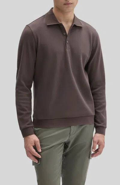 Robert Barakett Elton Long Sleeve Polo In Brown