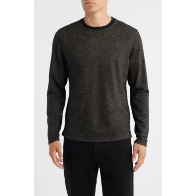 Robert Barakett Emmanuel Long Sleeve Cotton & Wool Crewneck T-shirt In Brown