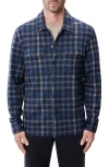 Robert Barakett Emory Plaid Knit Flannel Button-up Shirt Jacket In Blue