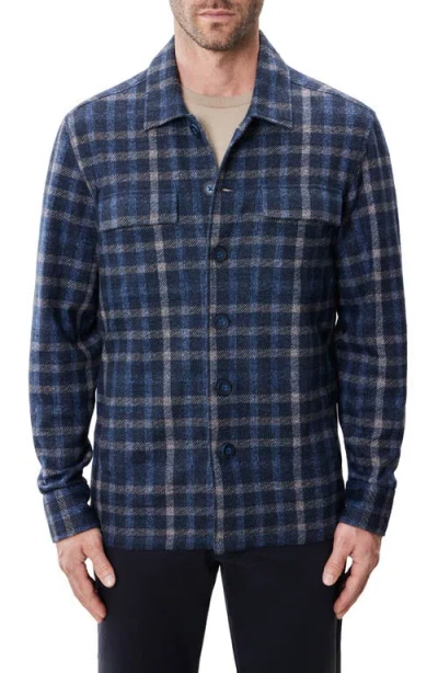 Robert Barakett Emory Plaid Knit Flannel Button-up Shirt Jacket In Blue