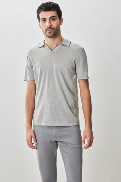 Robert Barakett Enrico Open Collar Sweater Polo In Stone