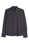 Robert Barakett Felix Floral Print Knit Button-up Shirt In Navy