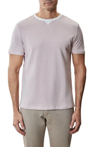 Robert Barakett Fitch Feeder Stripe Rib Trim T-shirt In Coral