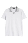 Robert Barakett Fitch Slim Fit Stripe Contrast Collar Cotton Polo In Grey
