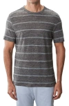 Robert Barakett Folsom Short Sleeve Stripe Linen Blend T-shirt In Gray