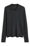 Robert Barakett Forthill Herringbone Half Zip Polo Sweater In Charcoal