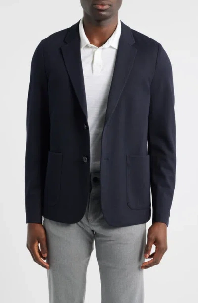 Robert Barakett Futimo Textured Knit Navy Blazer In Blue