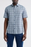 Robert Barakett Gabriel Check Short Sleeve Cotton Button-up Shirt In Gray