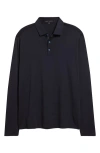 Robert Barakett Georgia Long Sleeve Pima Cotton Polo In Black
