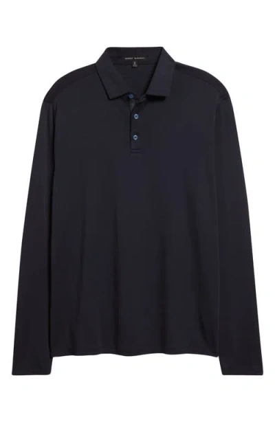 Robert Barakett Georgia Long Sleeve Pima Cotton Polo In Black