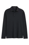 Robert Barakett Georgia Long Sleeve Pima Cotton Polo In Black