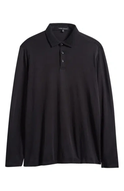 Robert Barakett Georgia Long Sleeve Pima Cotton Polo In Black