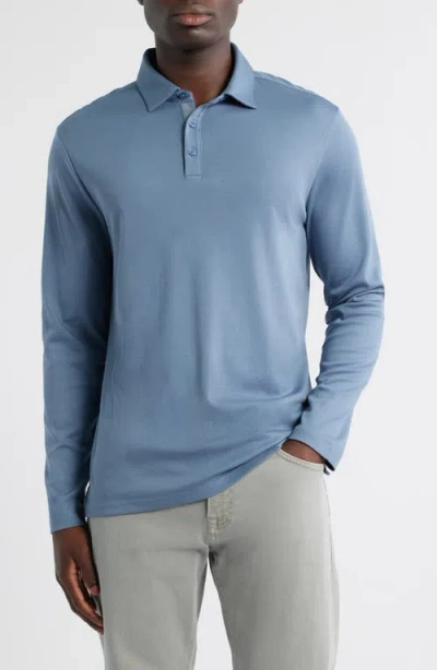 Robert Barakett Georgia Long Sleeve Pima Cotton Polo In Blue