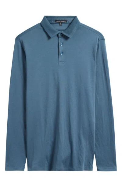 Robert Barakett Georgia Long Sleeve Pima Cotton Polo In Blue