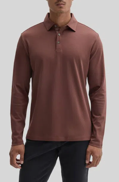Robert Barakett Georgia Long Sleeve Pima Cotton Polo In Rusty Brown