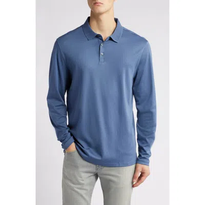 Robert Barakett Georgia Long Sleeve Polo In Blue