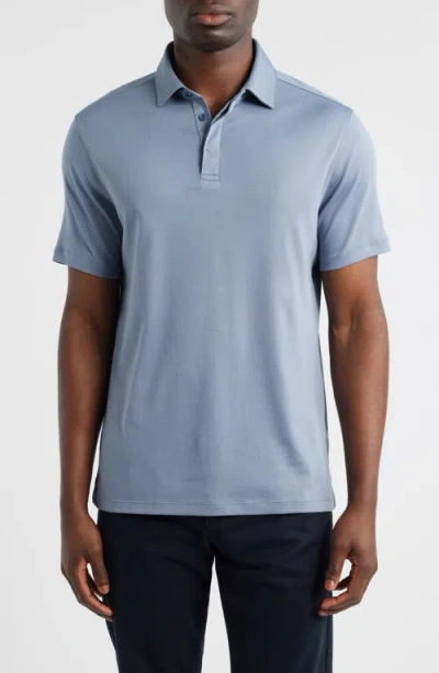 Robert Barakett Georgia Solid Pima Cotton Polo In Silver