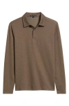 Robert Barakett Glendale Long Sleeve Cotton Blend Polo In Brown