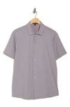 Robert Barakett Glensea Short Sleeve Button-up Knit Shirt In Purple
