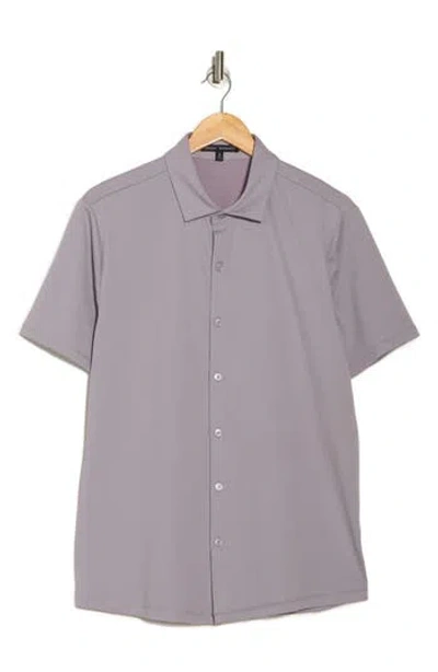 Robert Barakett Glensea Short Sleeve Button-up Knit Shirt In Purple