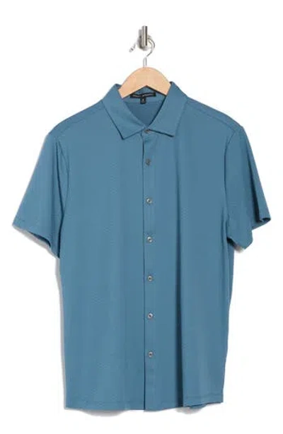 Robert Barakett Glensea Short Sleeve Button-up Knit Shirt In Blue