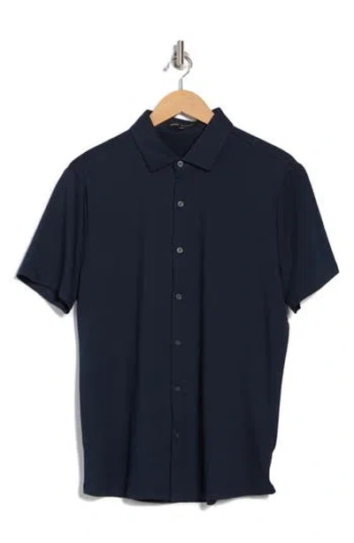 Robert Barakett Glensea Short Sleeve Button-up Knit Shirt In Blue