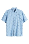 Robert Barakett Gomell Floral Short Sleeve Button-up Shirt In Blue