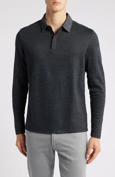 Robert Barakett Gosford Long Sleeve Cotton Blend Polo In Black