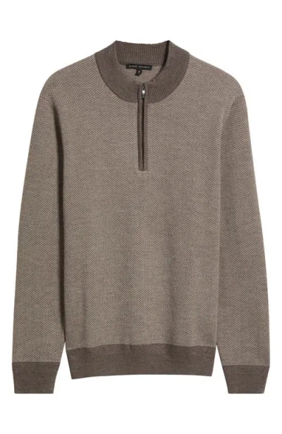 Robert Barakett Grant Merino Wool Quarter Zip Sweater In Brown