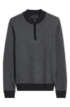 Robert Barakett Grant Merino Wool Quarter Zip Sweater In Gray