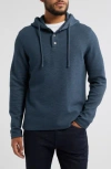 Robert Barakett Grenfell Waffle Knit Cotton Blend Hoodie In Blue