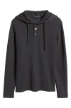 Robert Barakett Grenfell Waffle Knit Cotton Blend Hoodie In Charcoal