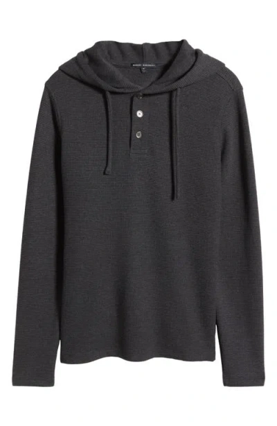 Robert Barakett Grenfell Waffle Knit Cotton Blend Hoodie In Charcoal