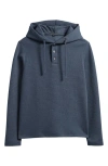 Robert Barakett Grenfell Waffle Knit Cotton Blend Hoodie In Dark Teal