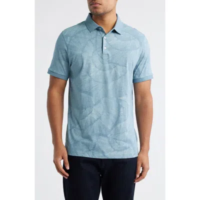 Robert Barakett Haines Print Short Sleeve Polo In Blue