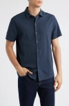 Robert Barakett Harker Short Sleeve Knit Button-up Shirt In Blue