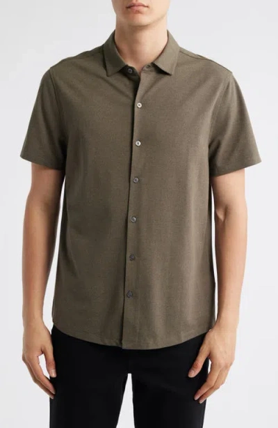 Robert Barakett Harker Short Sleeve Knit Button-up Shirt In Green