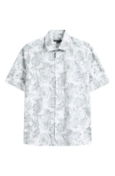 Robert Barakett Hogan Floral Short Sleeve Button-up Shirt In Green