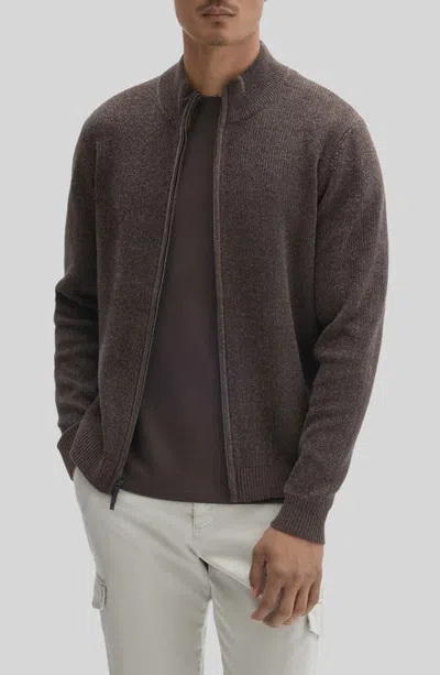 Robert Barakett Idris Full Zip Mock Neck Sweater In Brown