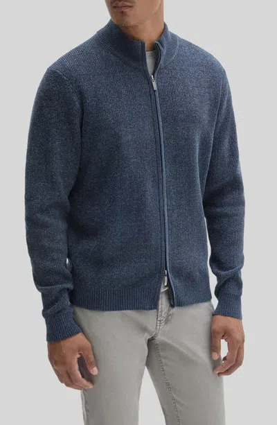 Robert Barakett Idris Full Zip Mock Neck Sweater In Blue
