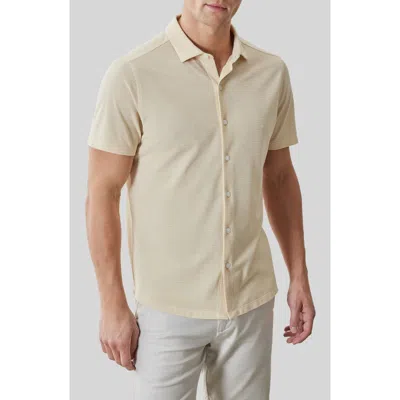 Robert Barakett Irving Short Sleeve Sleeve Knit Button-up Shirt In Neutral