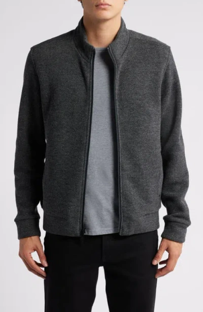 Robert Barakett Jacob Zip-up Wool Blend Jacket In Charcoal