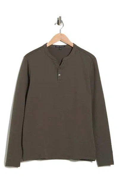 Robert Barakett Jeffrey Y-neck Henley Top In Gray