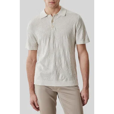 Robert Barakett Jorik Leaf Jacquard Polo Sweater In Neutral