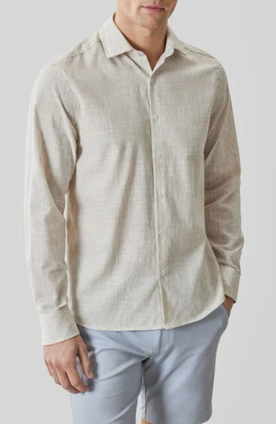 Robert Barakett Junpeli Cotton & Linen Blend Button-up Shirt In Neutral
