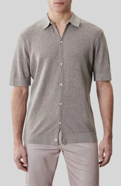 Robert Barakett Kestrel Short Sleeve Linen & Cotton Cardigan In Gray