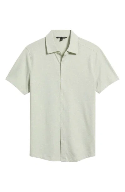 Robert Barakett Keyes Slim Fit Microprint Short Sleeve Knit Button-up Shirt In Green